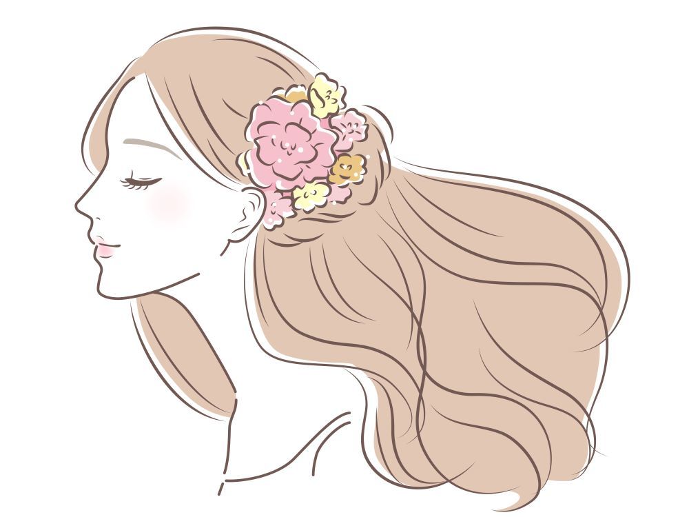 花飾りを着けた女性のイラスト